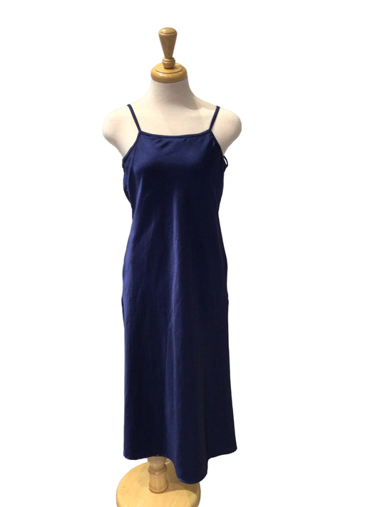 Blue Spaghetti Strap Satin Dress