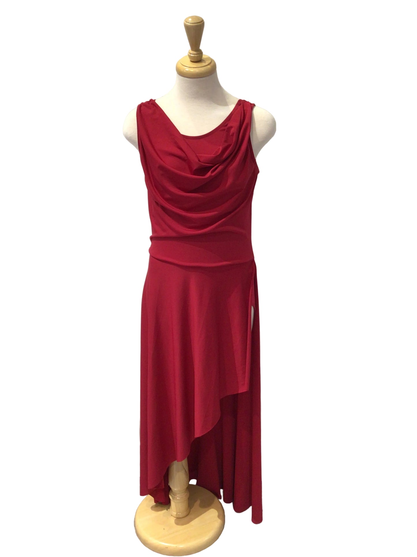 Red Cowl Neck Lyrical Dress