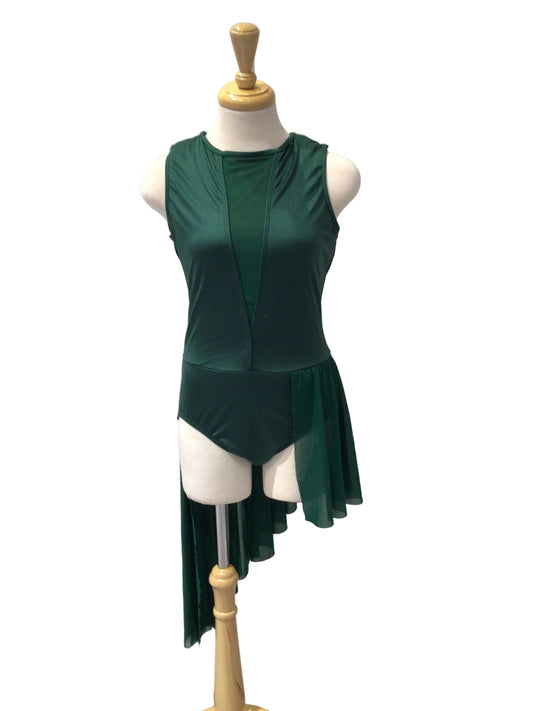 Forest Green Lyrical Dress With Half Skirt