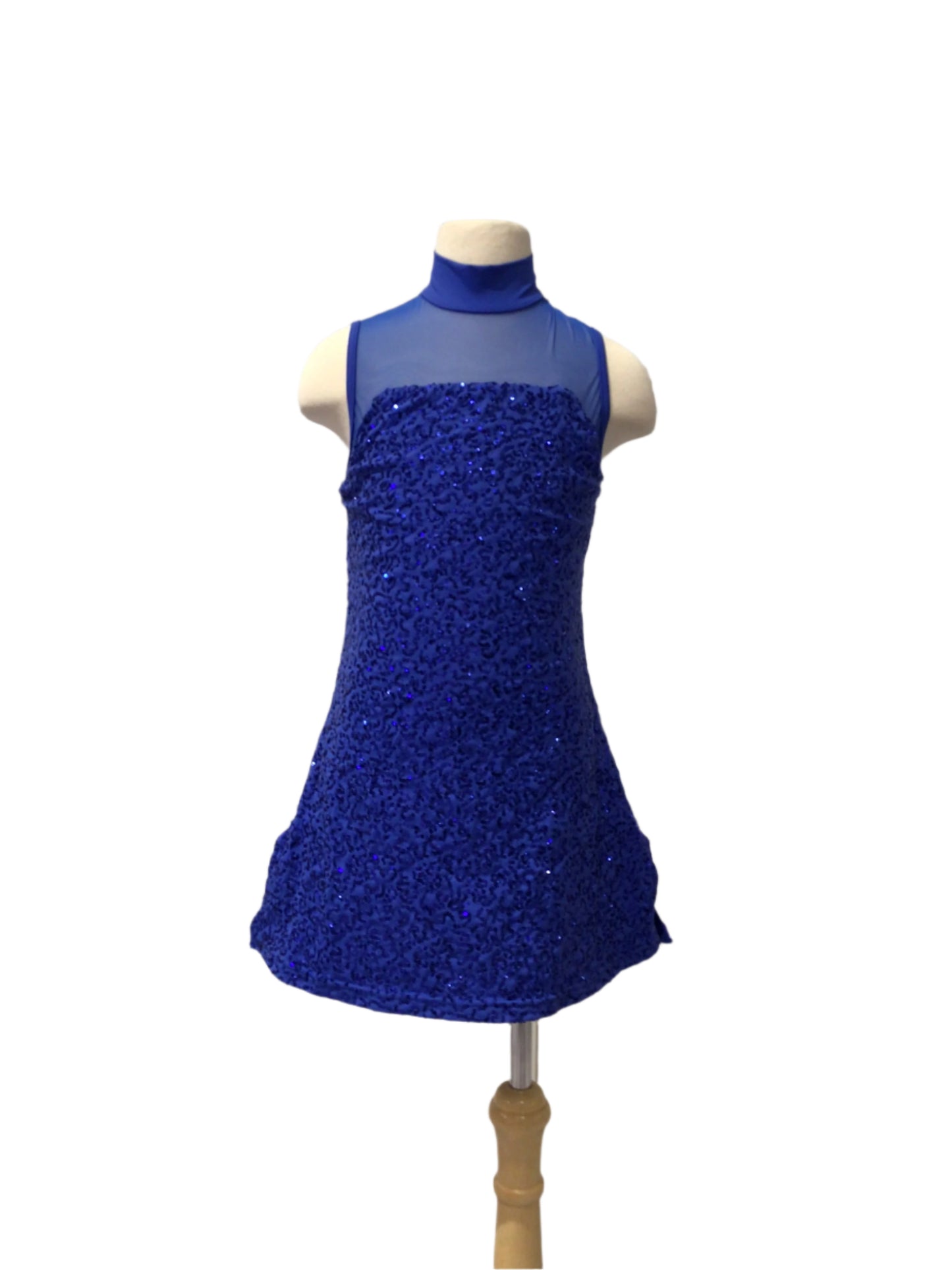 Blue Sequin Halter Dress