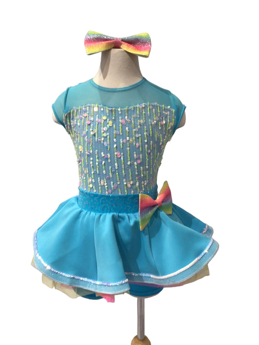 Teal Blue and Rainbow Tutu