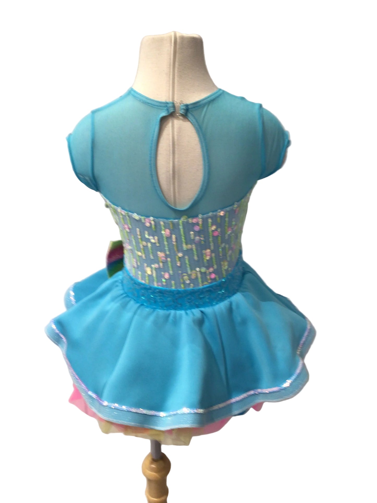 Teal Blue and Rainbow Tutu
