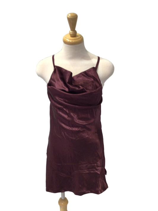 Plum Satin Short Dress