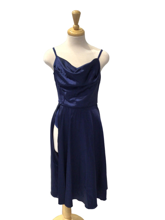 Dark Blue Long Satin Dress