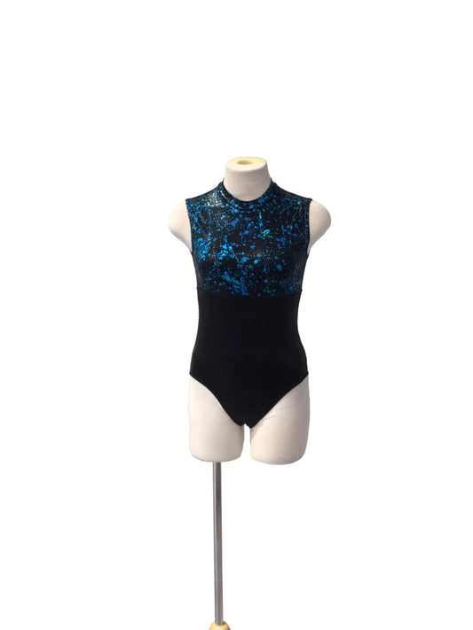 Blue and Black High Neck Bodysuit
