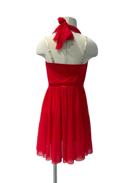 Red Mesh Halter Neck Costume