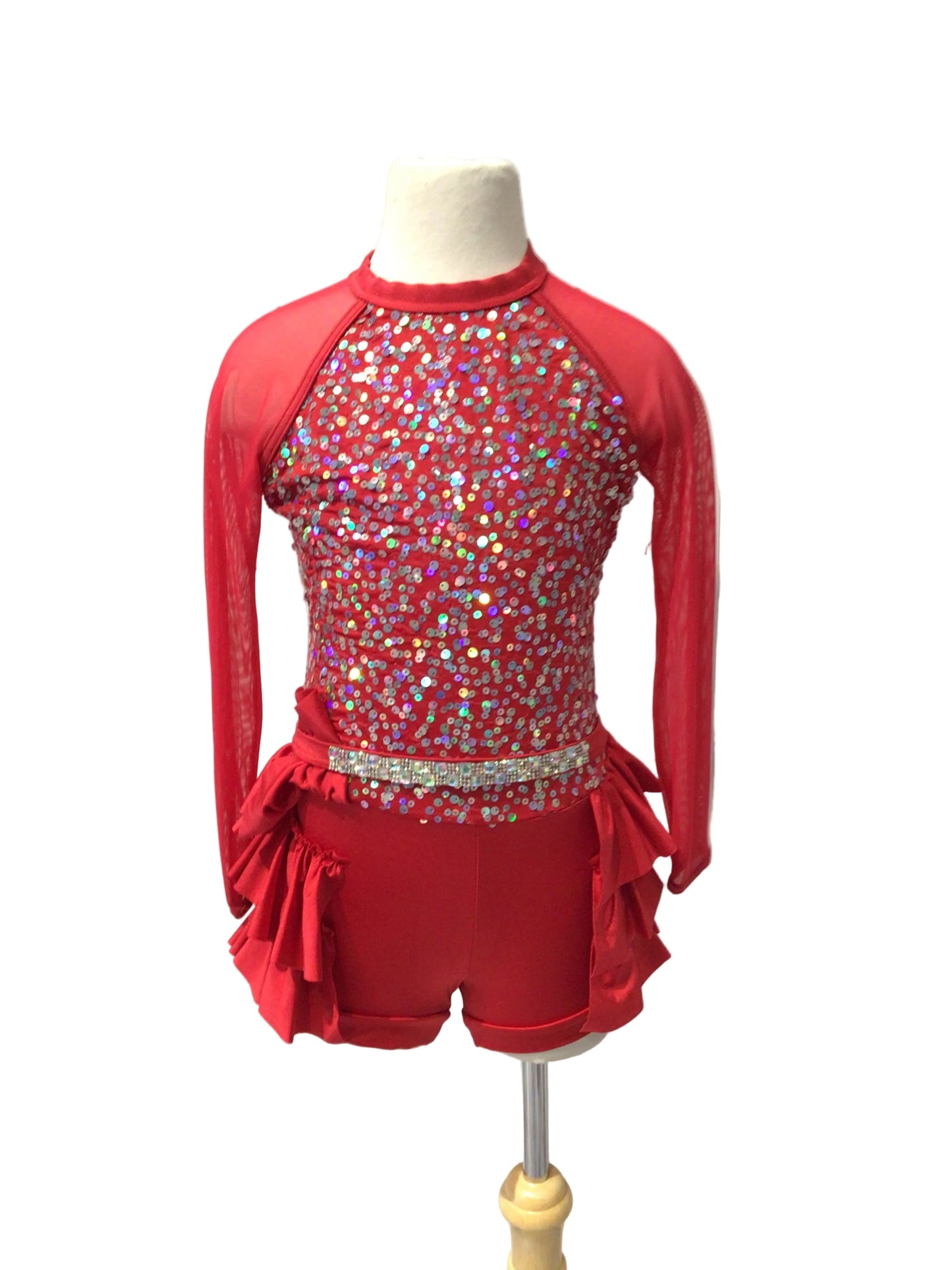 Red Long Sleeve Half Skirt Jazz