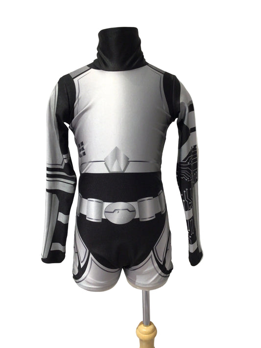 Black White and Grey Robot Biketard