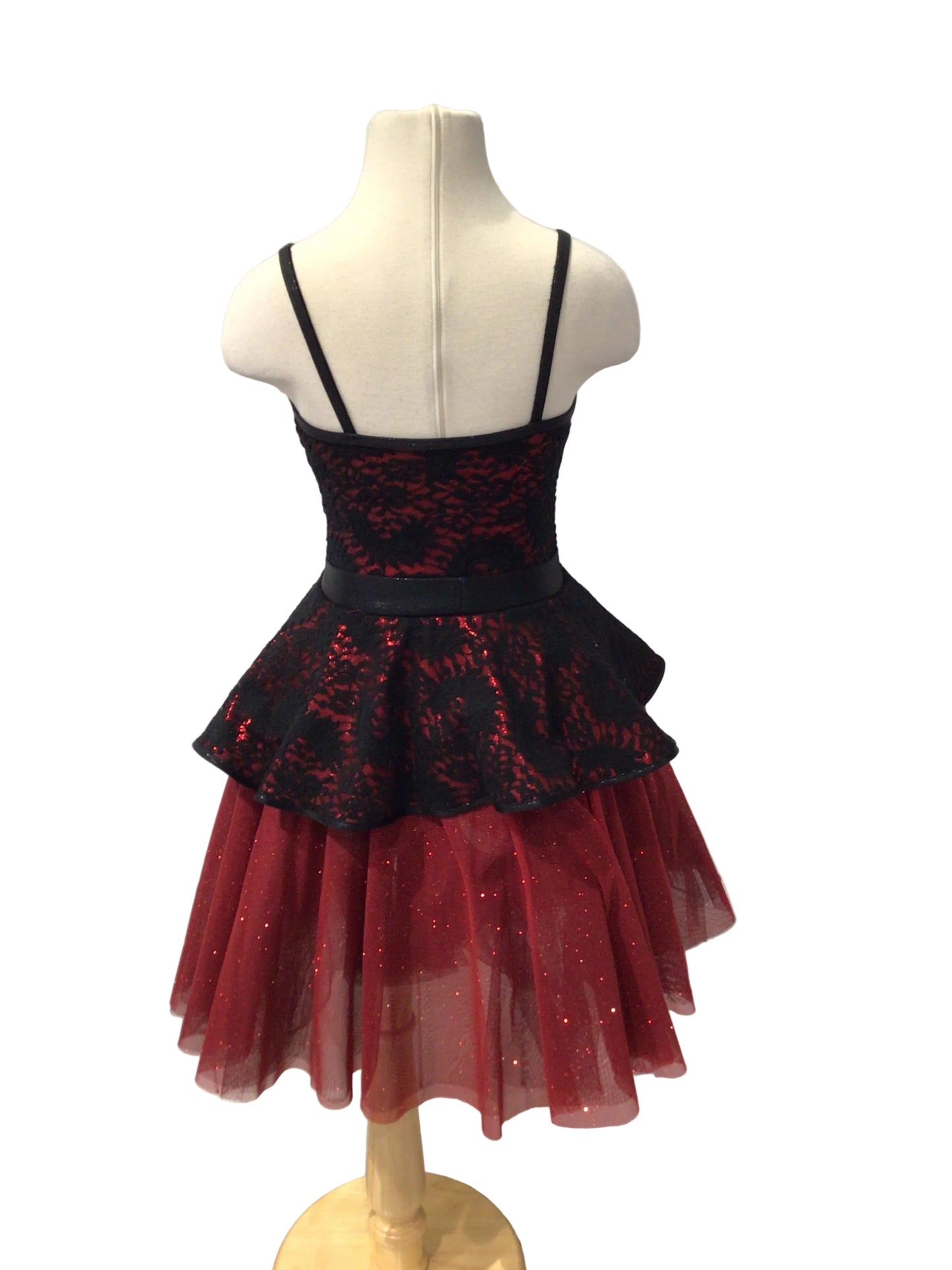 Red with Black Lace Spanish Dress