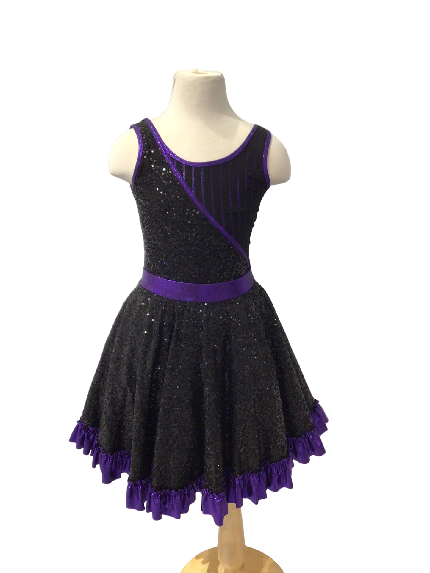 Shiny Purple and Black Sequin Dress