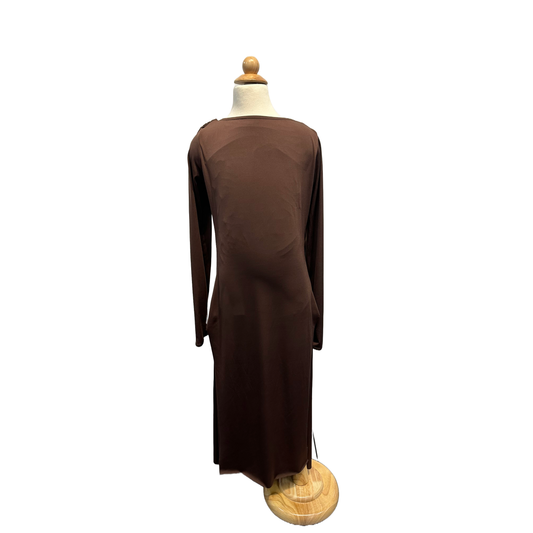 Brown Long Sleeve Contemporary Dress