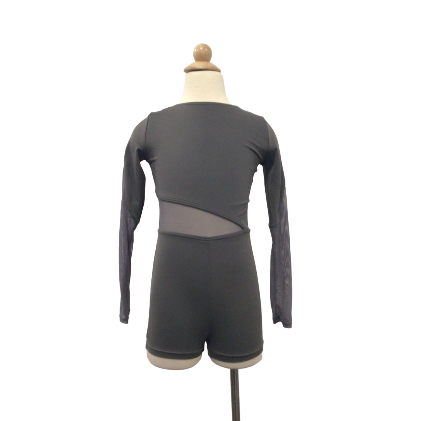 Long Sleeve Grey Biketard with Mesh