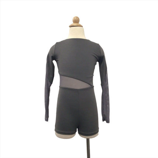 Long Sleeve Grey Biketard with Mesh