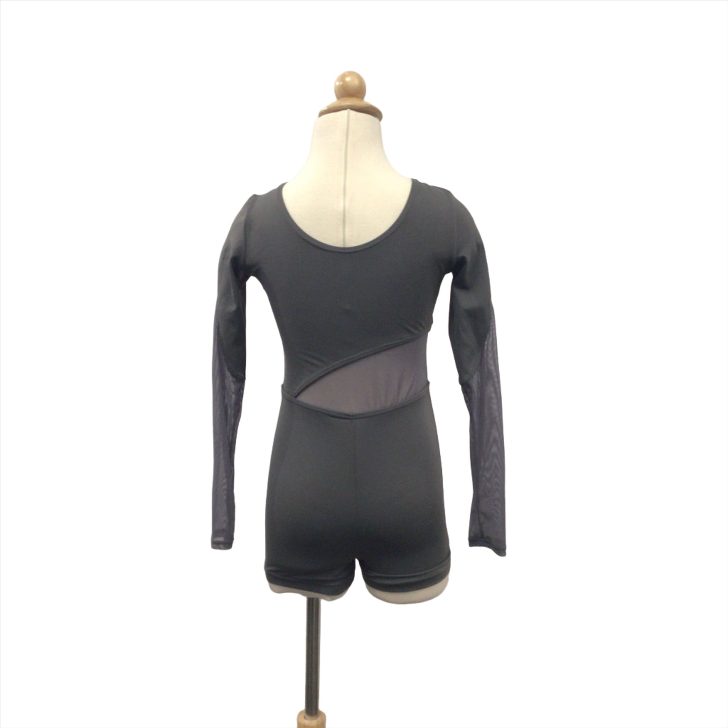 Long Sleeve Grey Biketard with Mesh