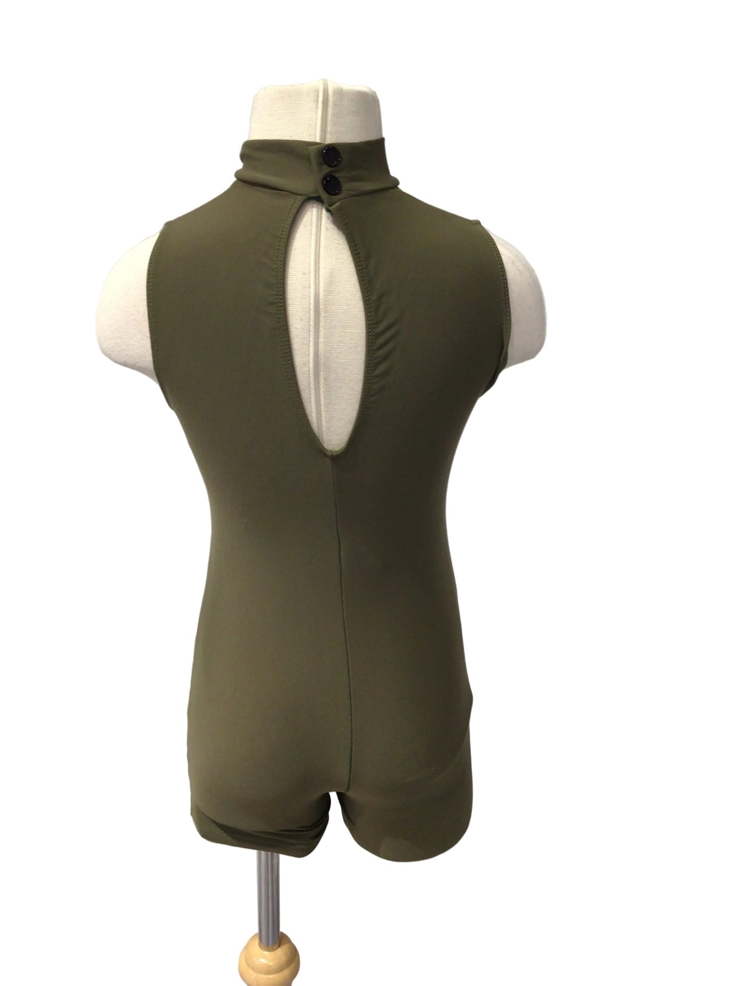 Dark Green High Neck Biketard