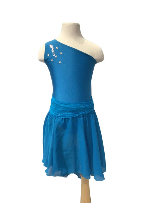 Peacock Blue One Shoulder Dress