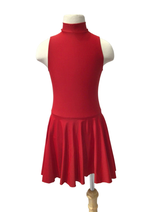 Red High Neck Short Dress