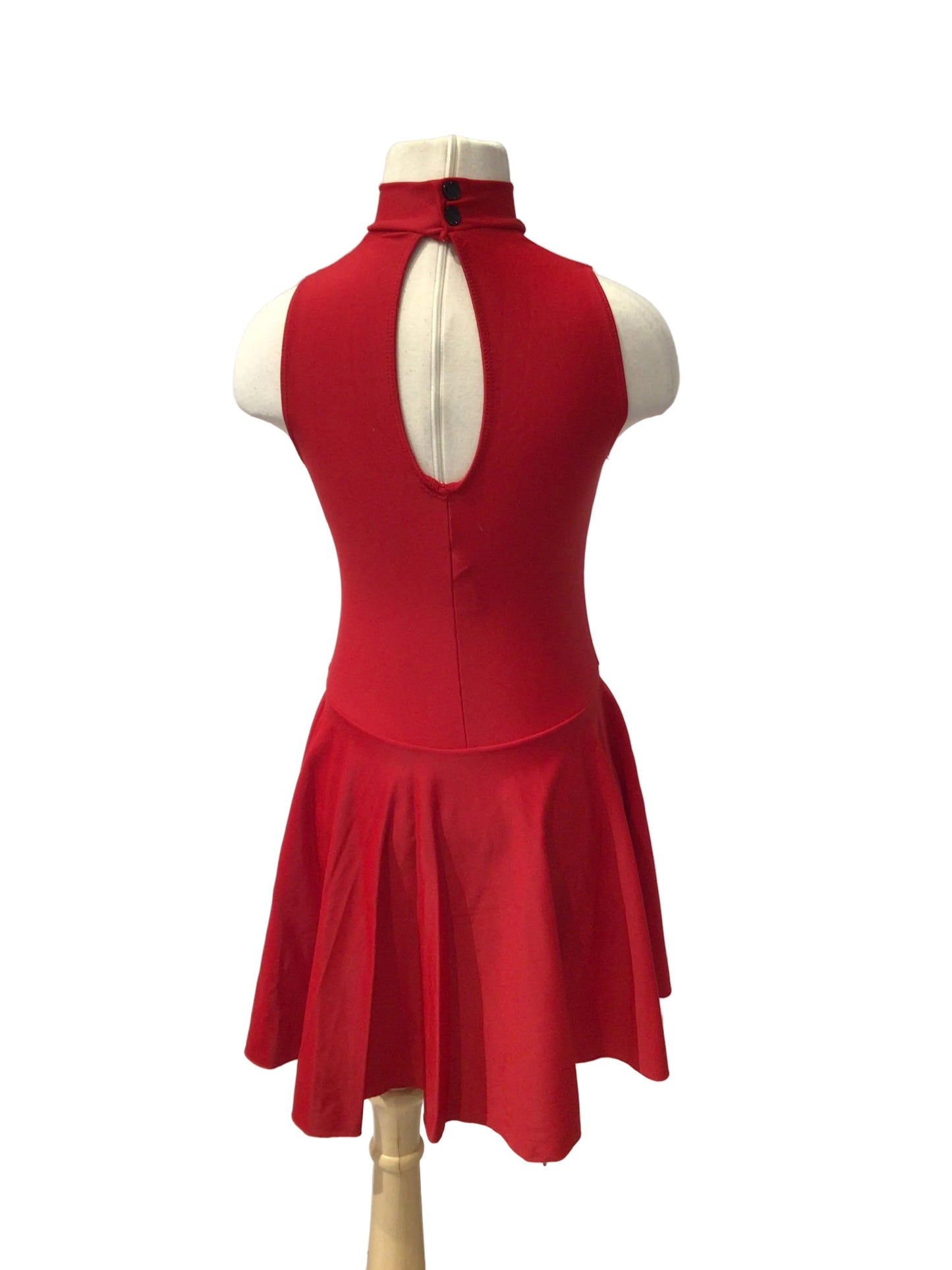 Red High Neck Short Dress