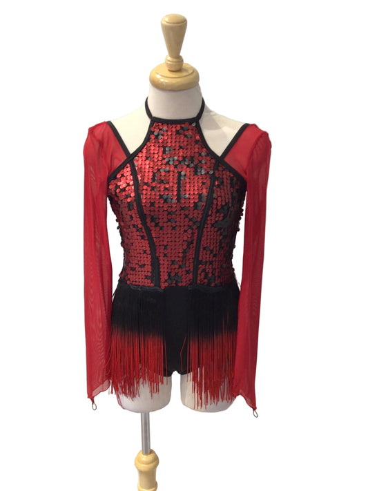 Red and Black Ombre Fringe Jazz