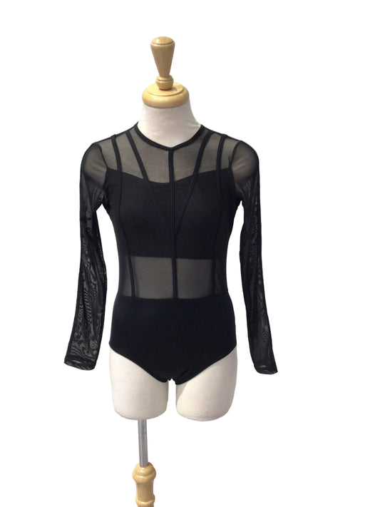 Black Mesh Long Sleeve Bodysuit