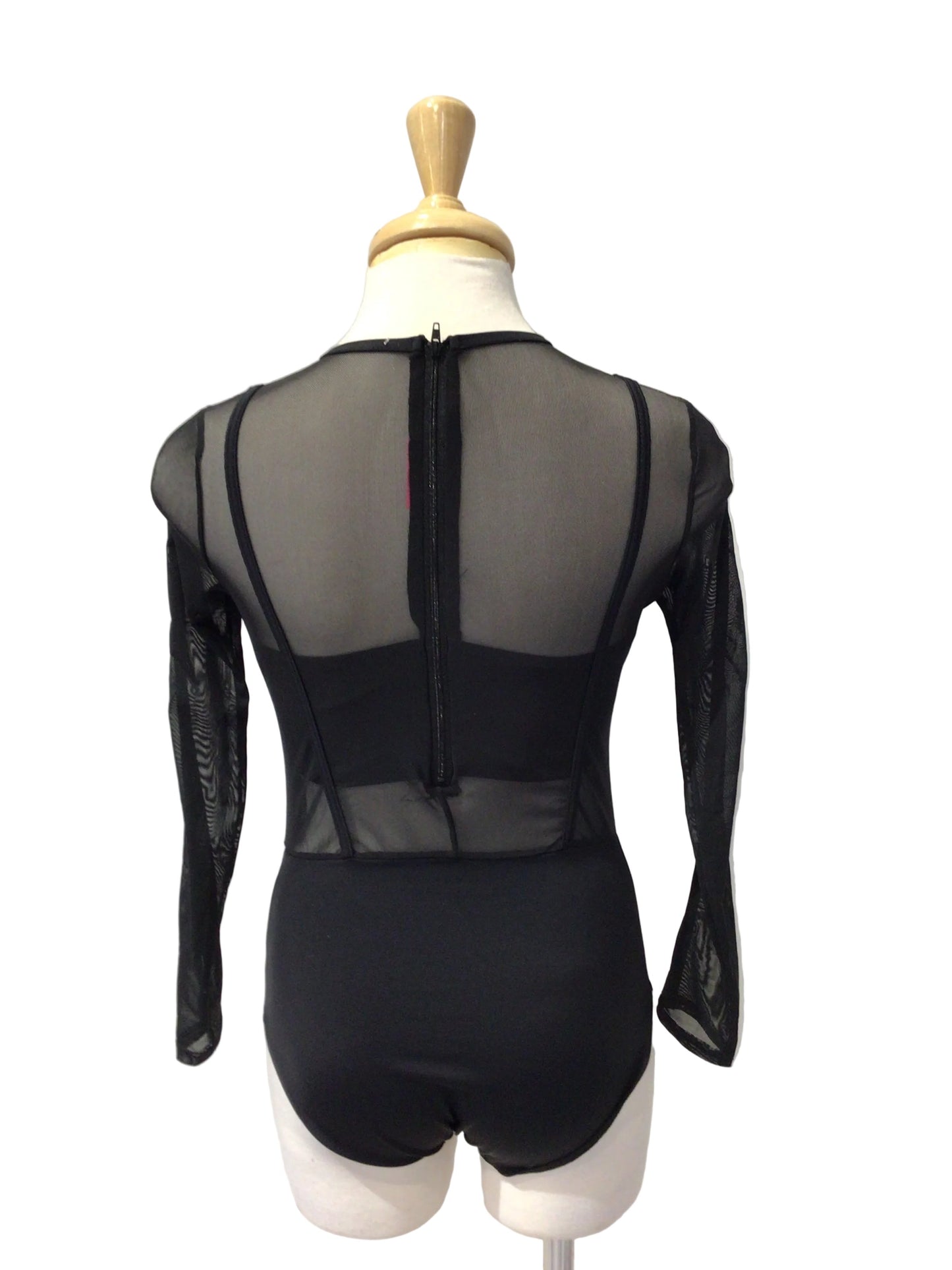 Black Mesh Long Sleeve Bodysuit