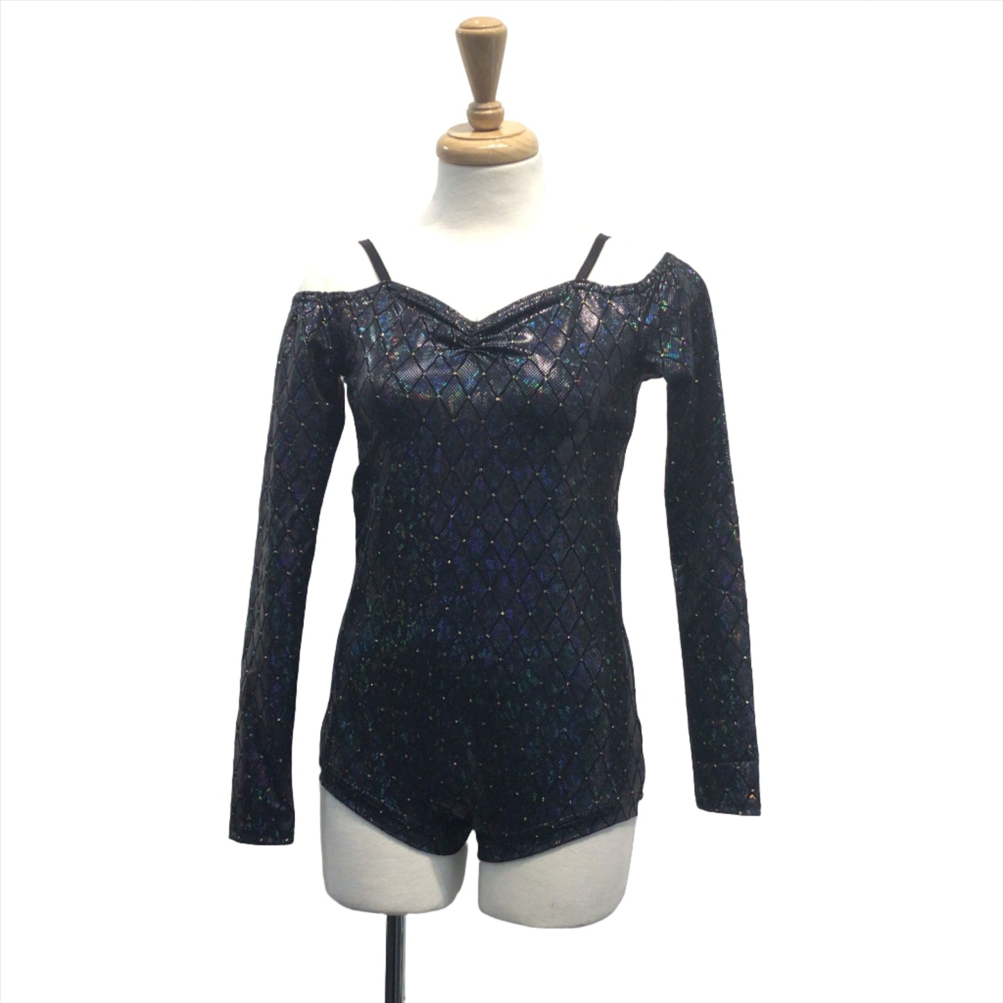 Silver and Black Long Sleeve Bodysuit