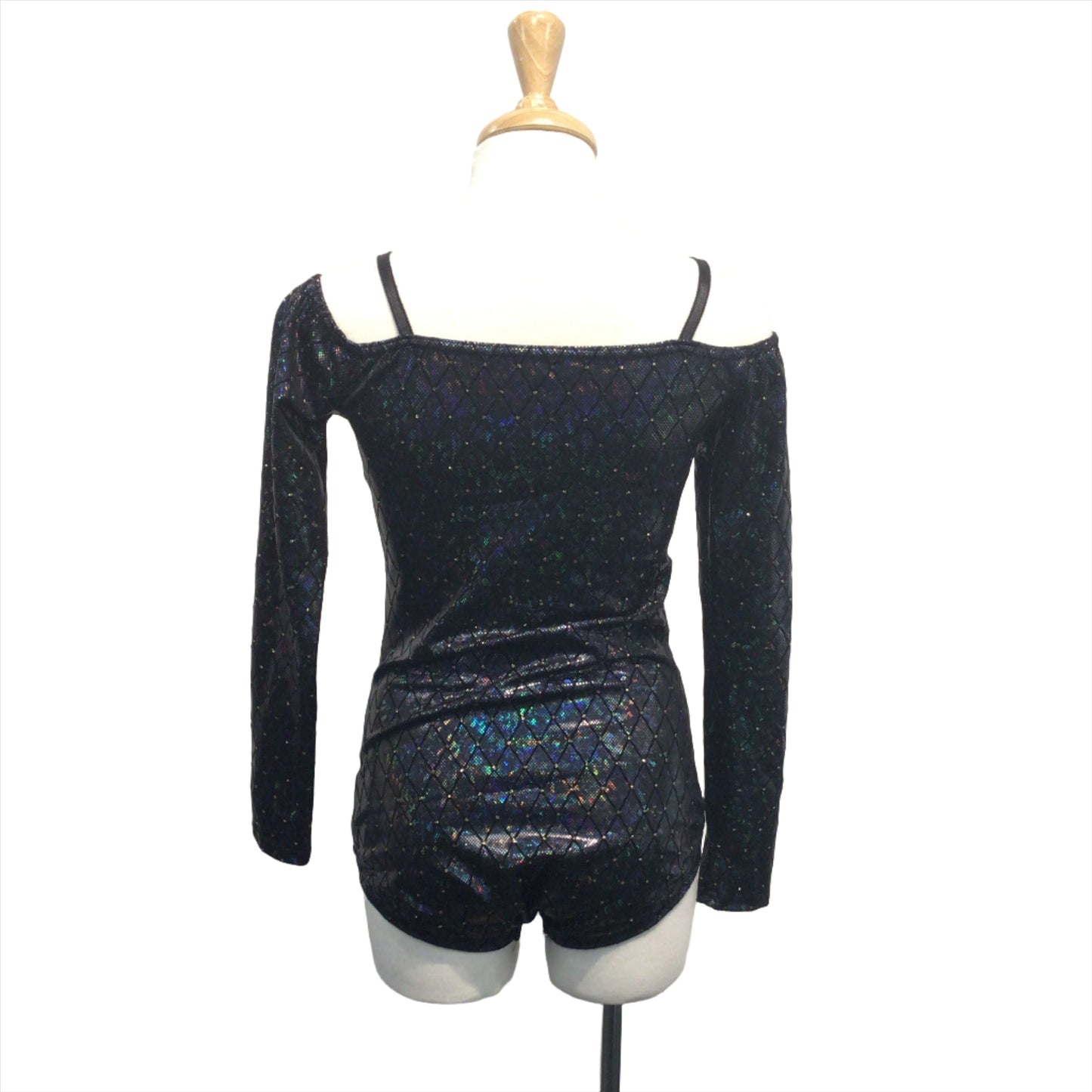 Silver and Black Long Sleeve Bodysuit