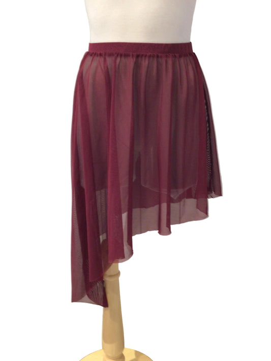 Burgundy Skirt with Uneven Hemline