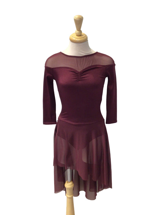 Burgundy 3/4 Length Sleeve Dress
