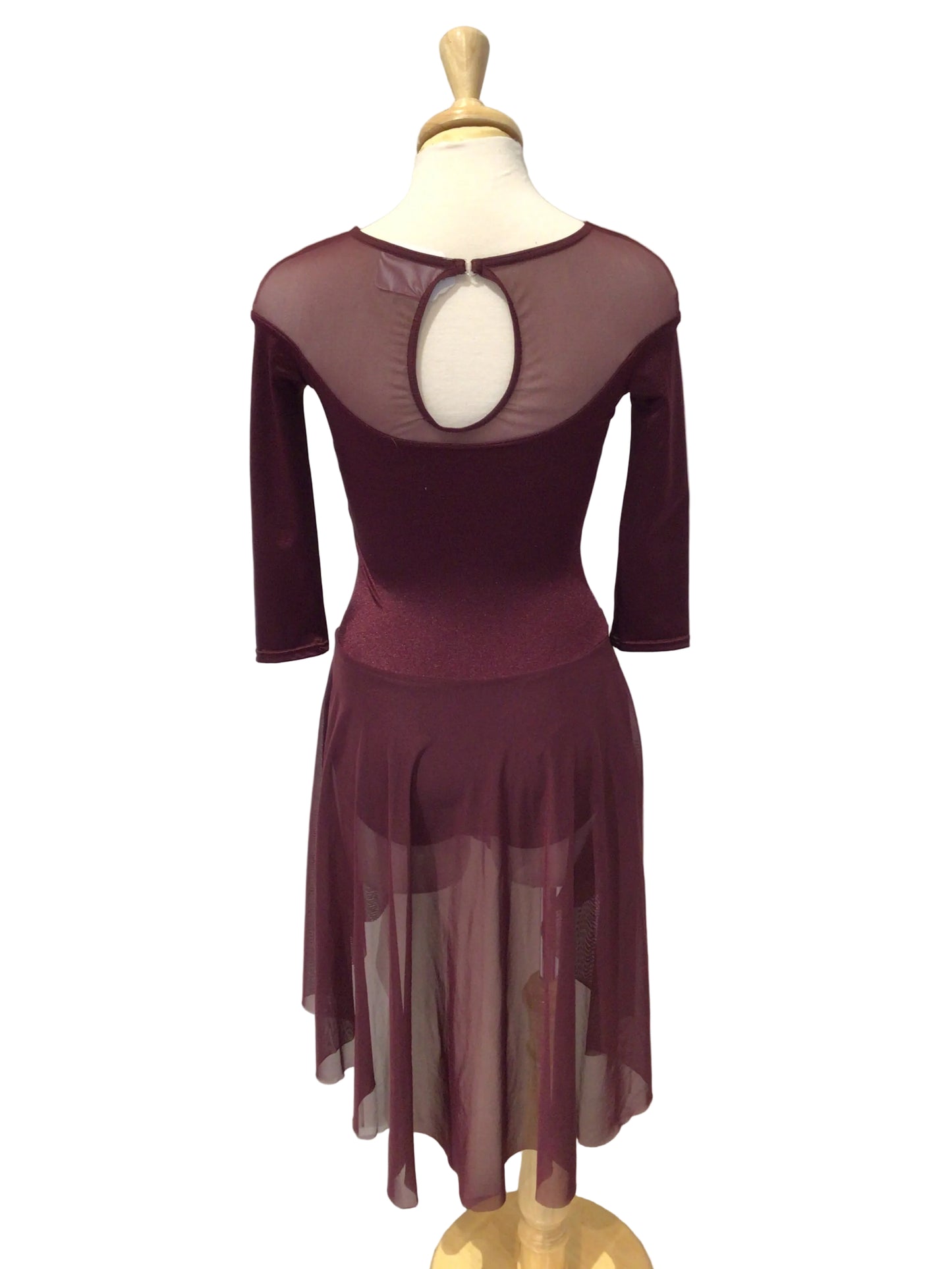 Burgundy 3/4 Length Sleeve Dress