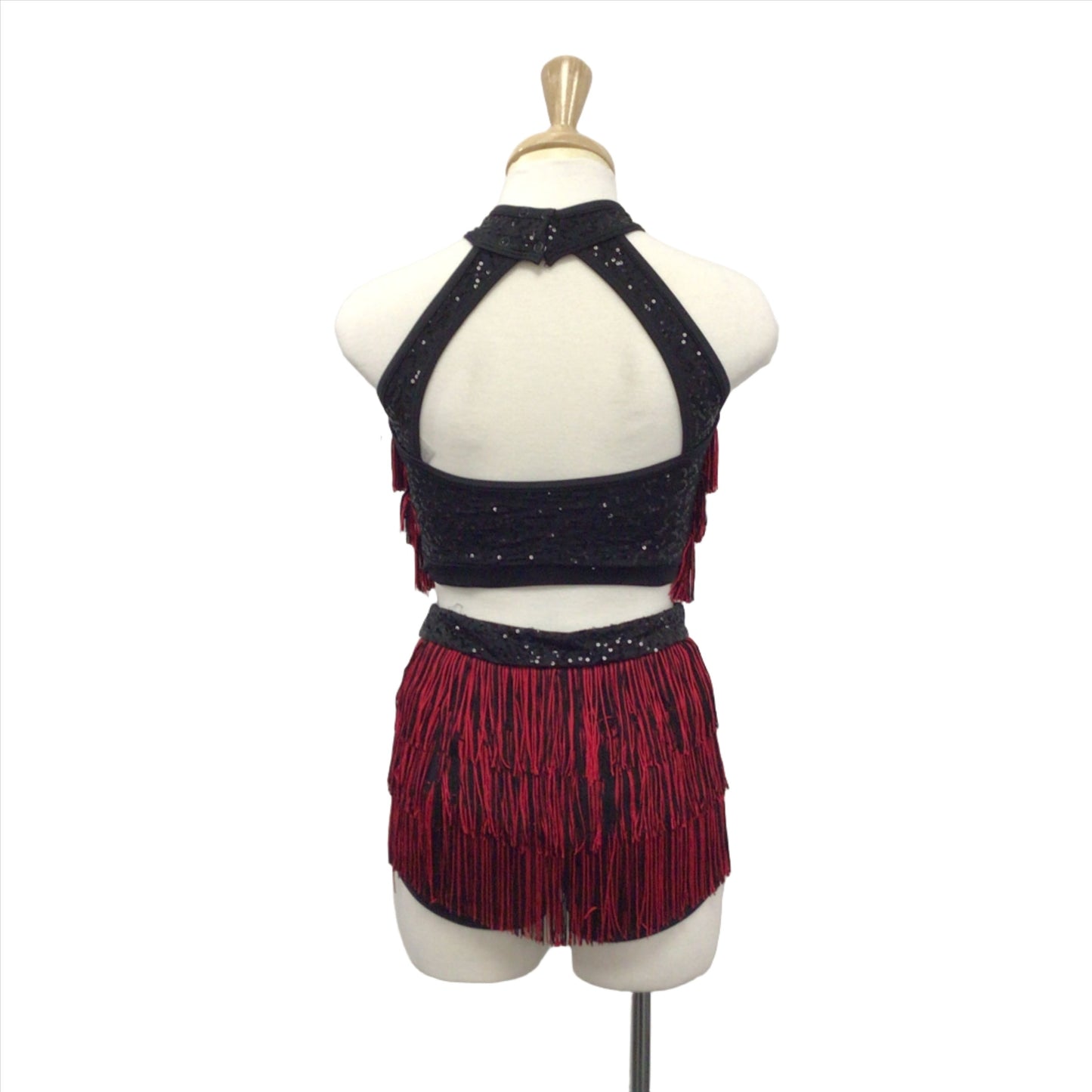 Red and Black Fringe Two Piece