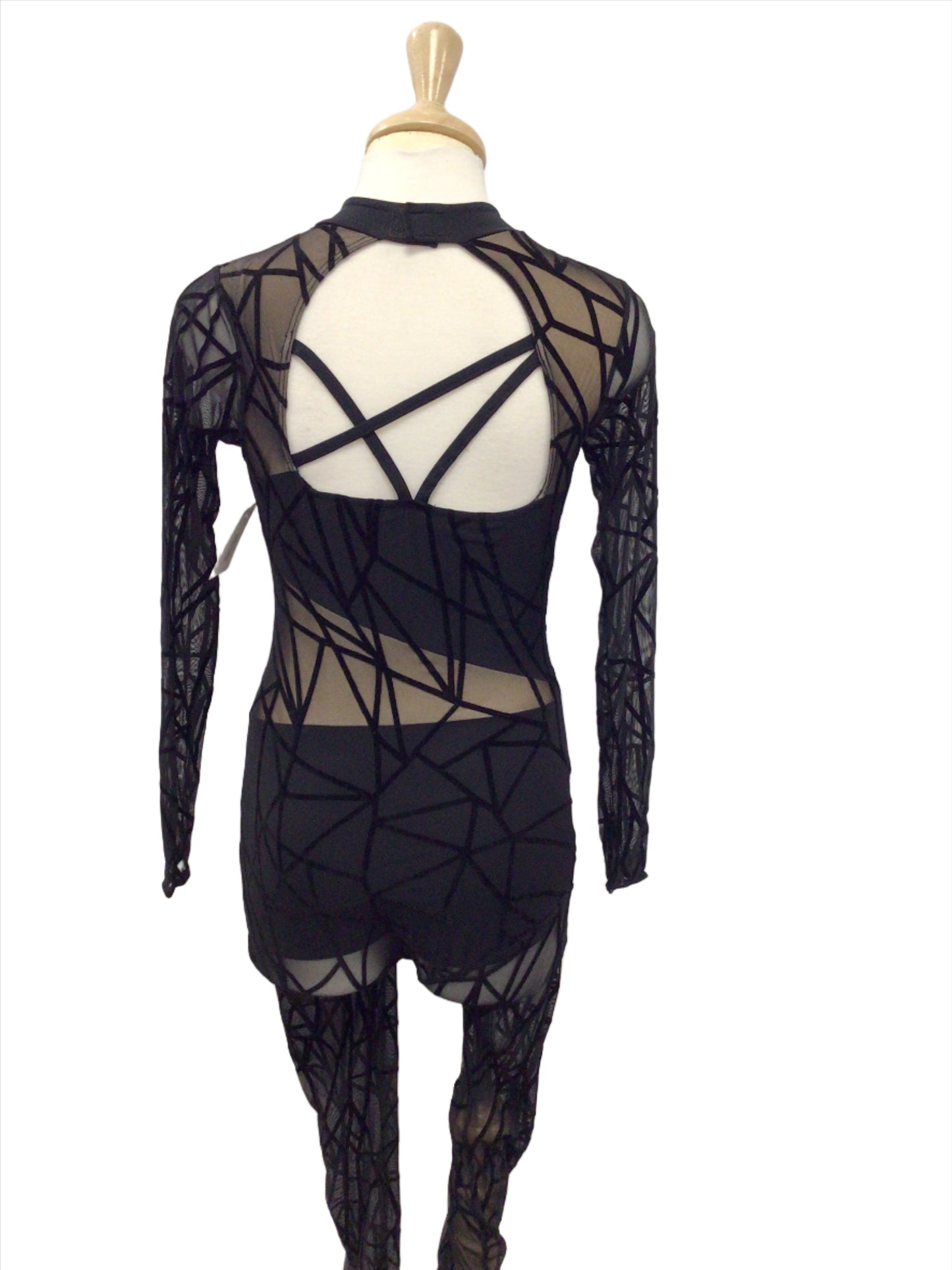 Black and Beige Mesh Unitard