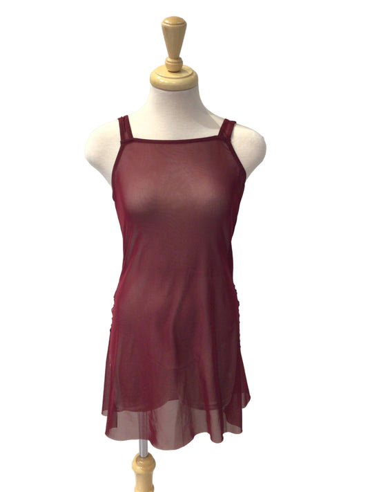 Burgundy Mesh Over Dress