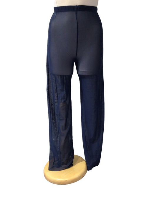 Blue Wide Leg Mesh Pants