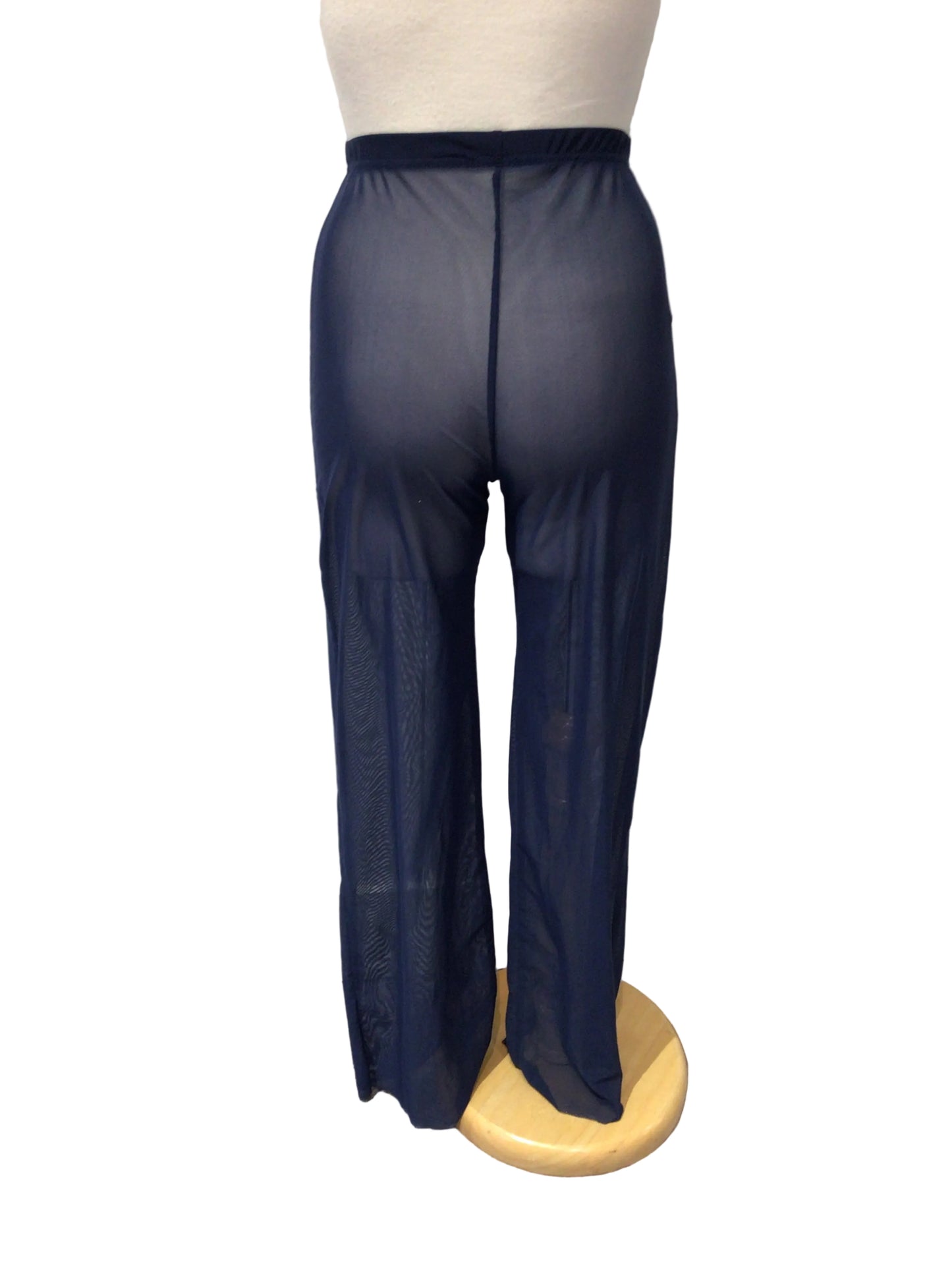 Blue Wide Leg Mesh Pants