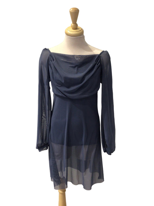 Periwinkle Blue Cowl Neck Long Sleeve Dress
