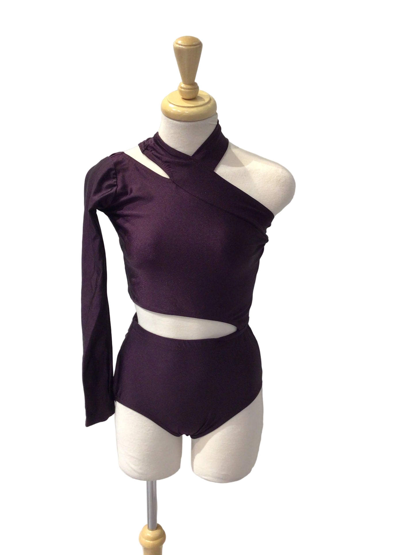 Dark Purple One Sleeve Top with Brief