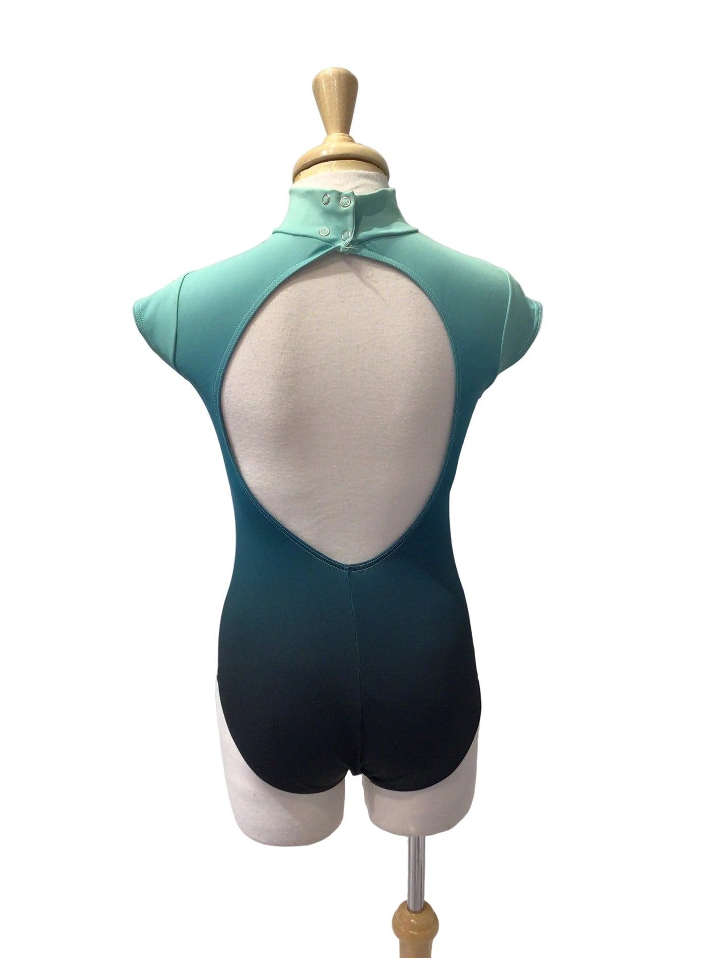 High Neck Teal Blue Ombre Bodysuit