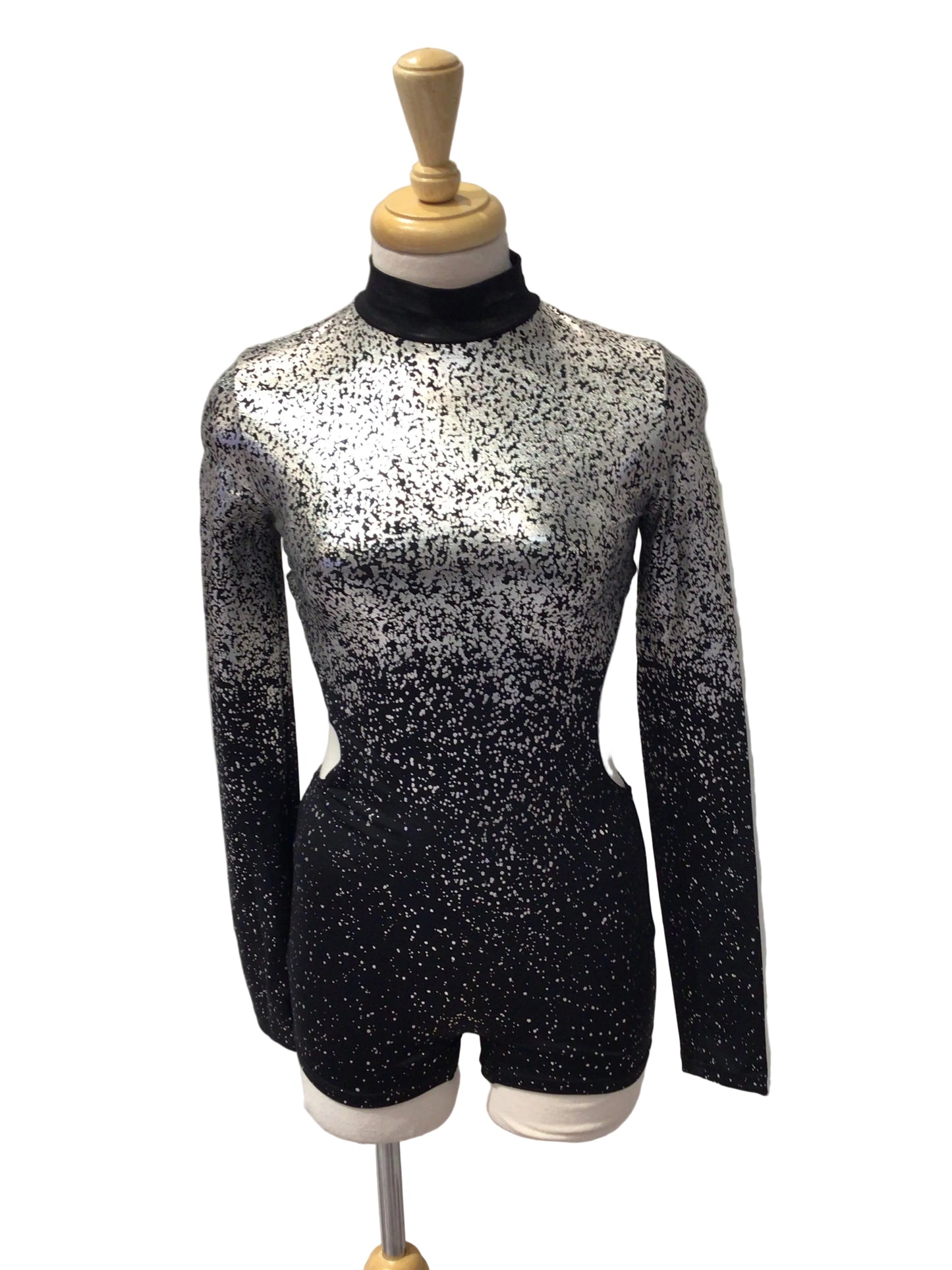 Speckly Silver and Black Biketard