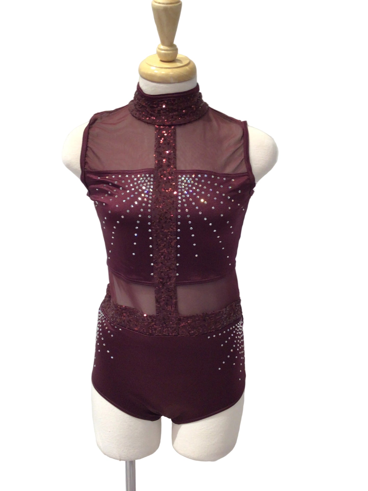 Burgundy Rhinestoned Bodysuit