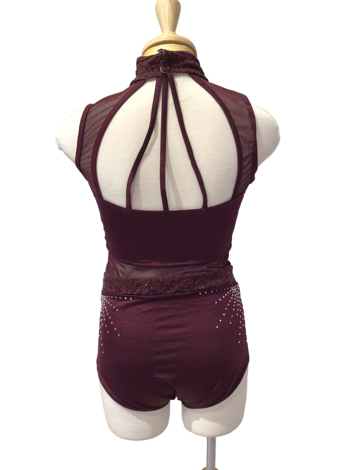 Burgundy Rhinestoned Bodysuit