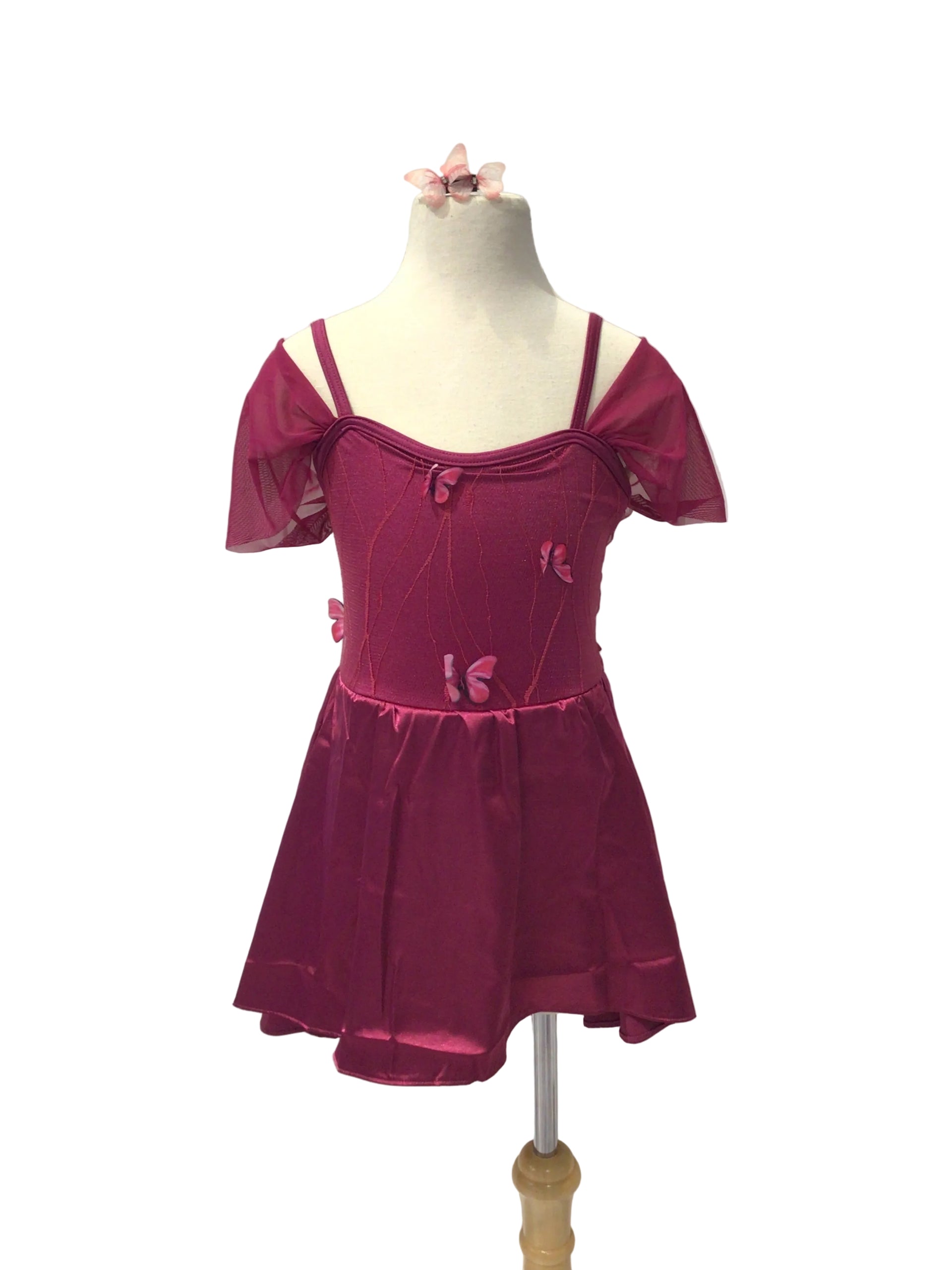 Burgundy Satin Short Dress – STRETCH DANCE LTD