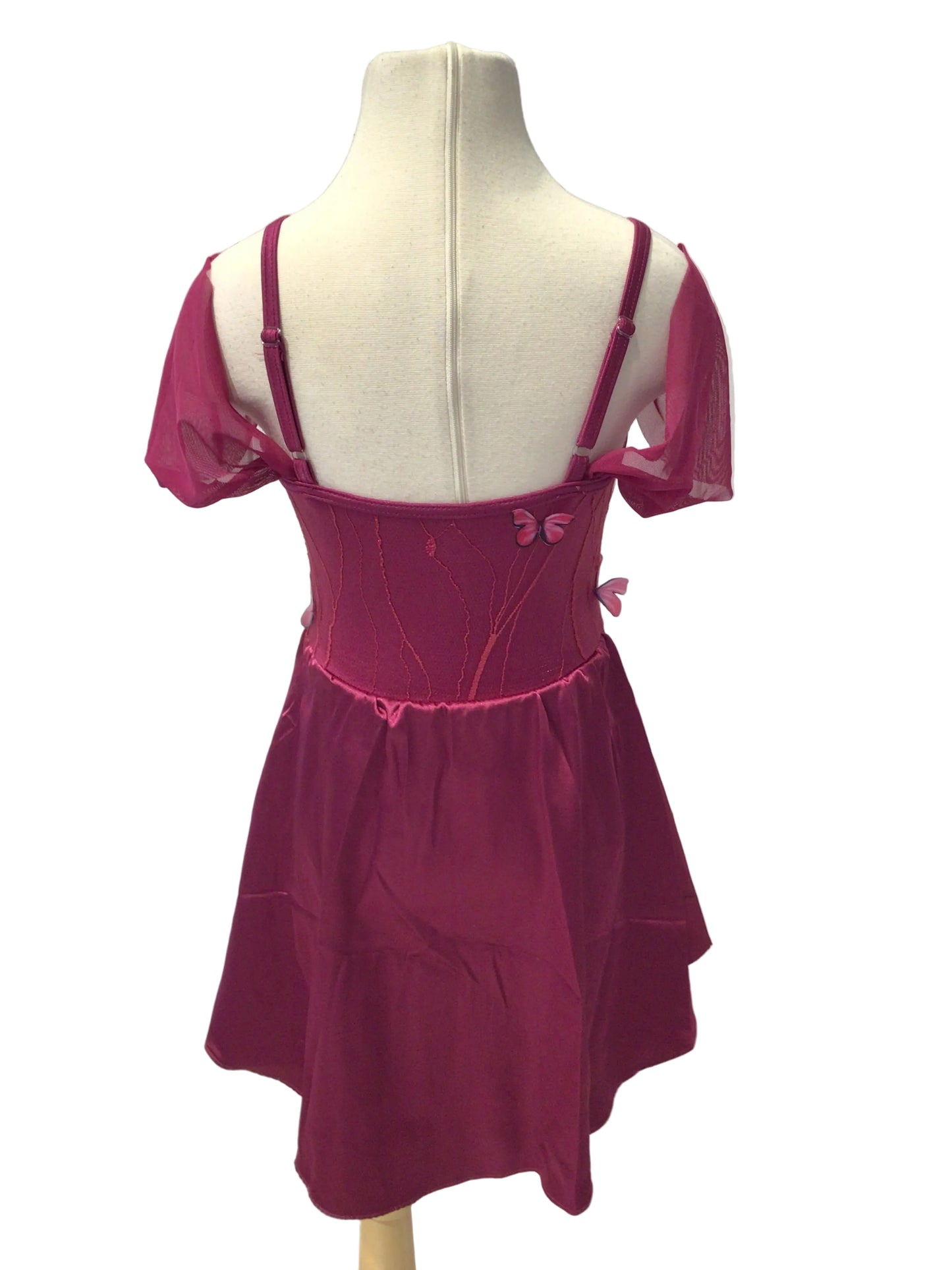 Burgundy Satin Short Dress