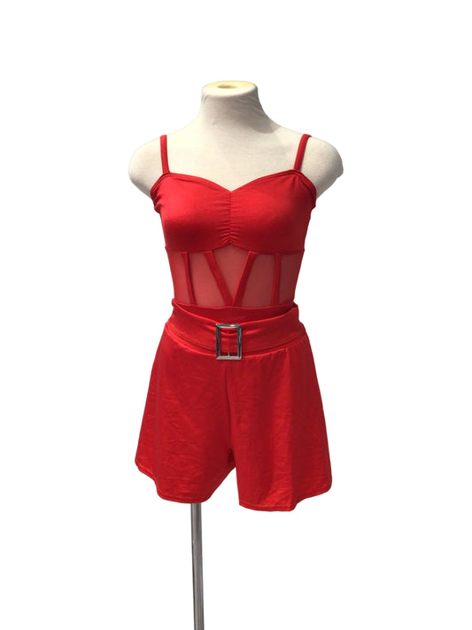 Red Corset Leotard And Shorts Jazz