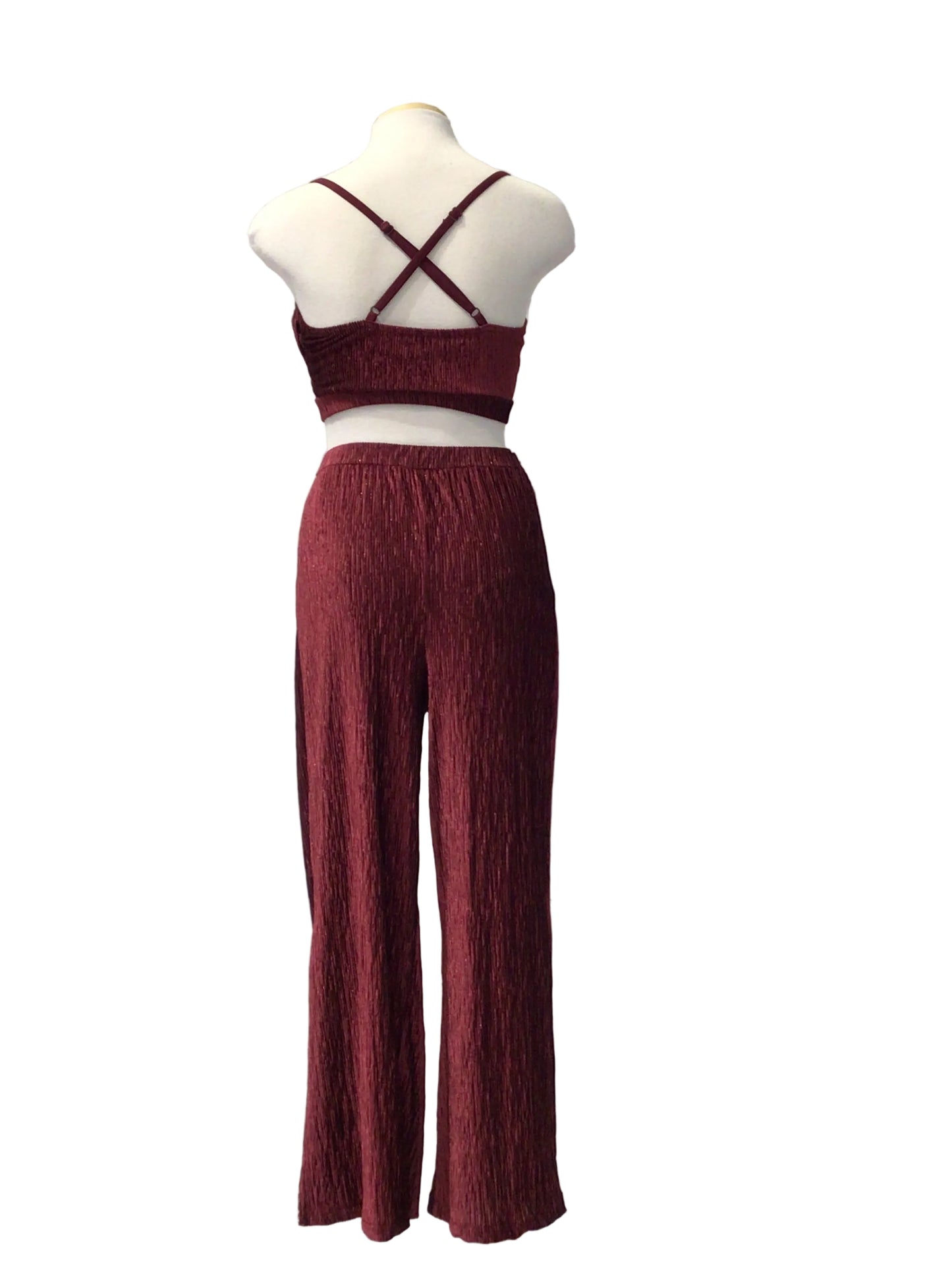 Two Piece Velvet Burgundy Contemporary