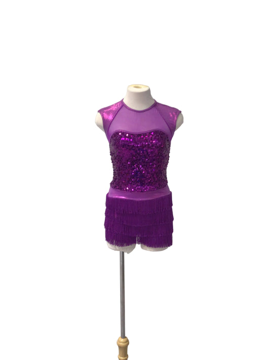 Purple Fringe Short Unitard Jazz