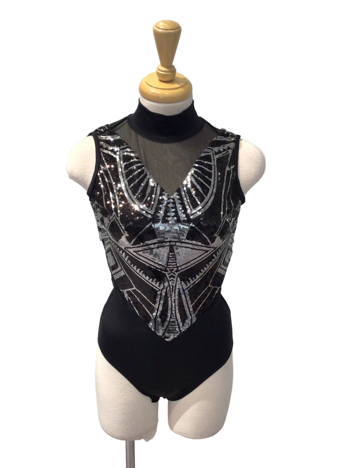 Black and Silver Sequin Bodysuit