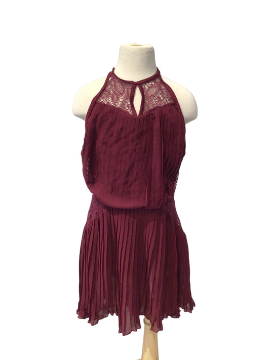 Burgundy Lace Rouched Lyrical Dress