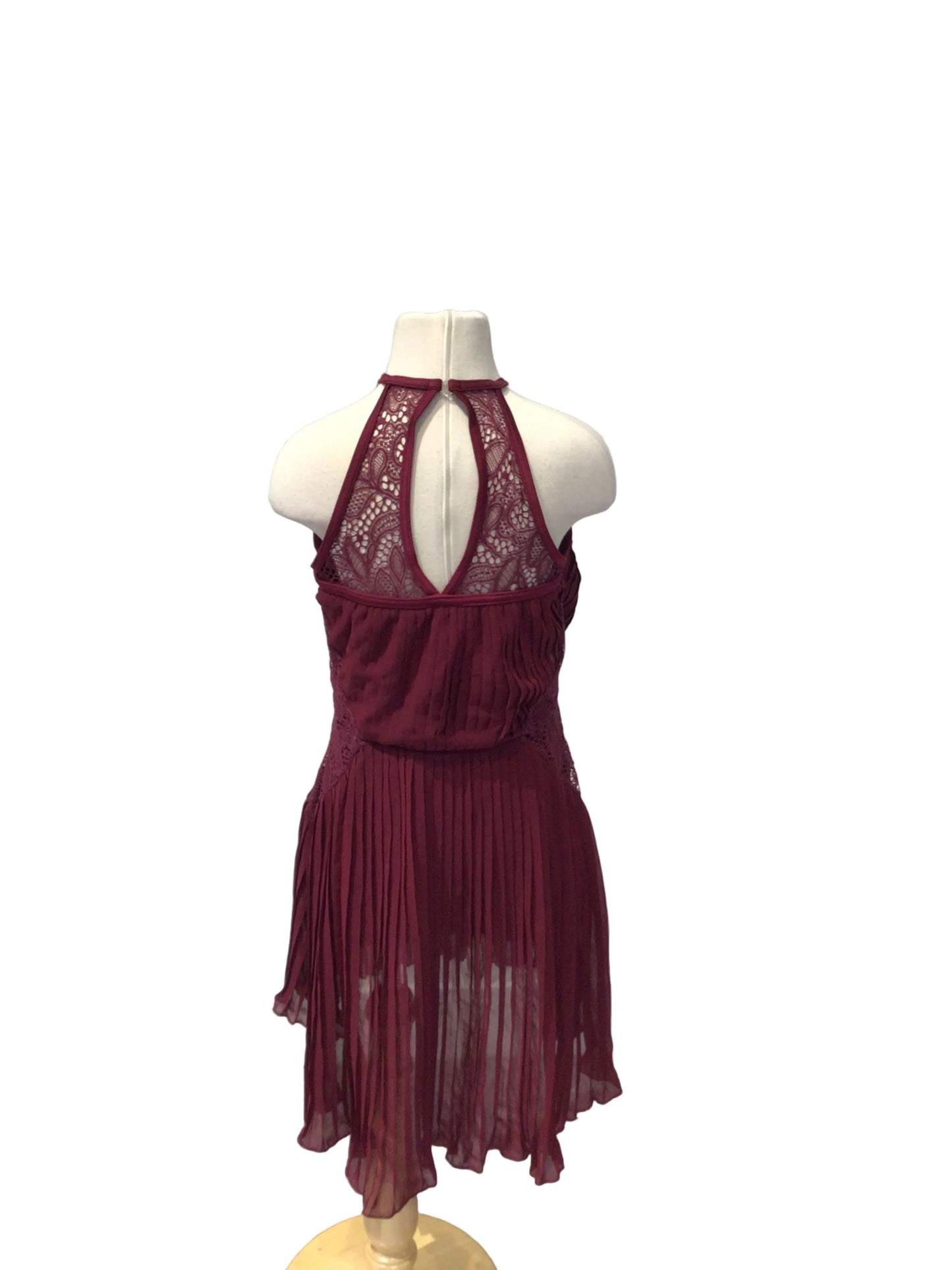 Burgundy Lace Rouched Lyrical Dress