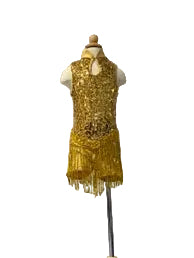 Gold Jazz Fringe Biketard